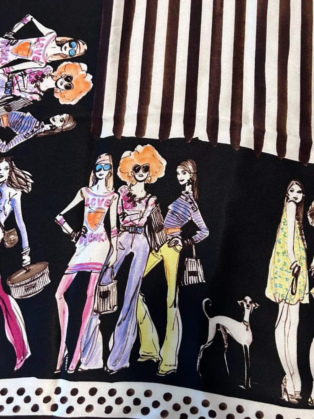 Rare Henri Bendel Silk Bendel Girls Scarf Izak Zenou Fashion Illustration Pouch